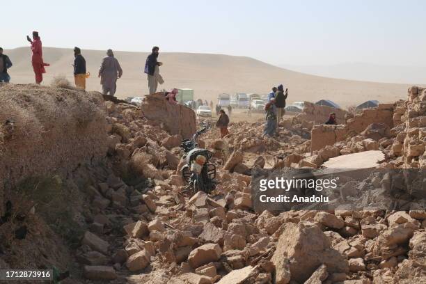 Powerful earthquakes destroy buildings at Kashkak Village of Zendeh Jan district in Herat, Afghanistan on October 08, 2023. Strong earthquakes of...