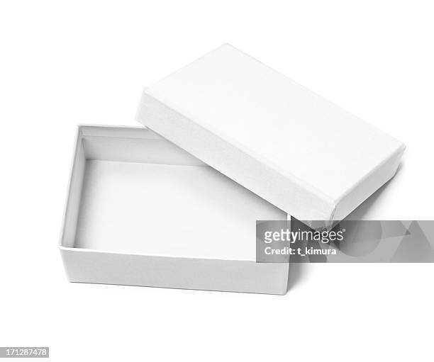 caja en blanco abierta - cajón fotografías e imágenes de stock