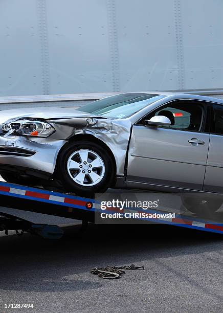 car tow - truck and car accident stock pictures, royalty-free photos & images