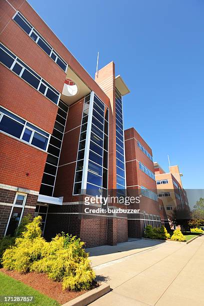 modern high school building - school facade stock pictures, royalty-free photos & images