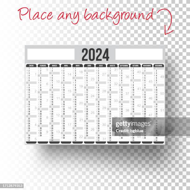 spanish calendar 2024 isolated on blank brackground - todays agenda stock illustrations