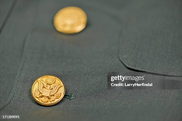 us army jacket eagle buttons - button concept stock pictures, royalty-free photos & images