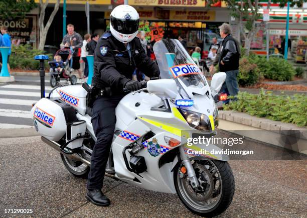 queensland motorcycle police display their vehicles and equipment - queensland police stock pictures, royalty-free photos & images