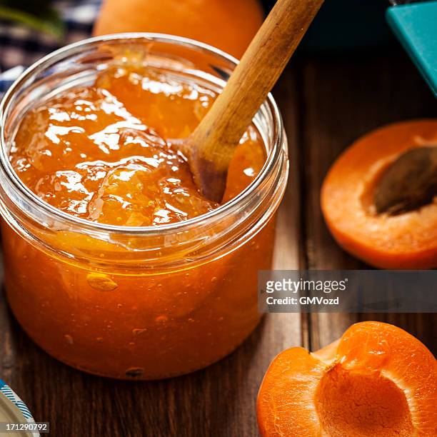 apricot jam - preserves stockfoto's en -beelden