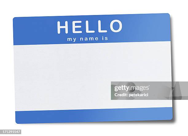 blank name tag (clipping path) - identiteit stockfoto's en -beelden