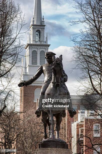 paul revere and old north church - paul revere stock pictures, royalty-free photos & images