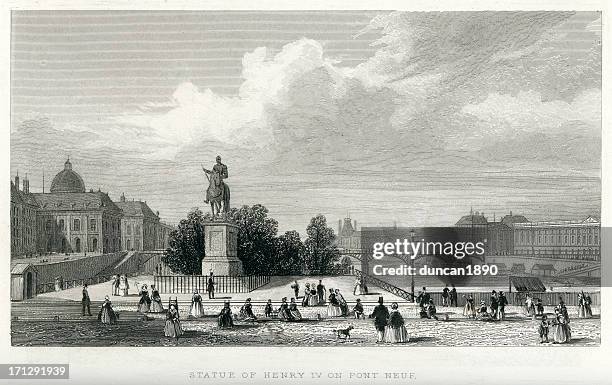 statue of henry iv on pont neuf - neuf 幅插畫檔、美工圖案、卡通及圖標