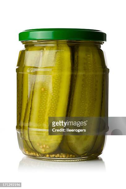 em conserva pepininhos (cornichons) - pickle jar imagens e fotografias de stock