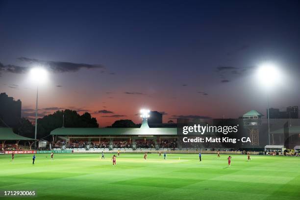 General view during game two of the T20 International series between Australia and the West Indies at North Sydney Oval on October 02, 2023 in...