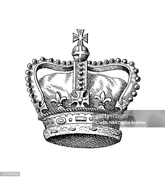 royal crown of the united kingdom | historic monarchy symbols - imperial stock illustrations