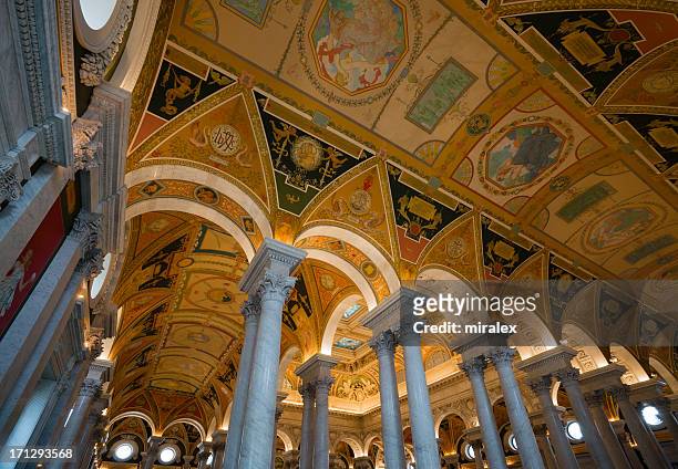 great hall library of congress, washington, d.c. usa - library of congress interior stock pictures, royalty-free photos & images