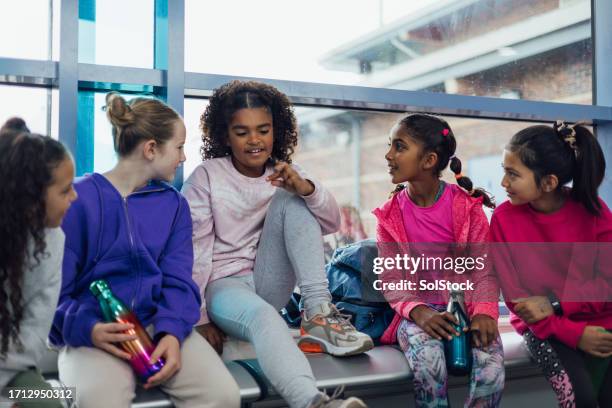 friends hanging out at the leisure centre - only girls stock pictures, royalty-free photos & images