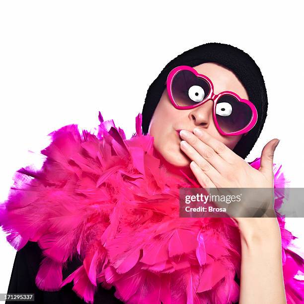 diva sending a kiss - boa scarf stock pictures, royalty-free photos & images