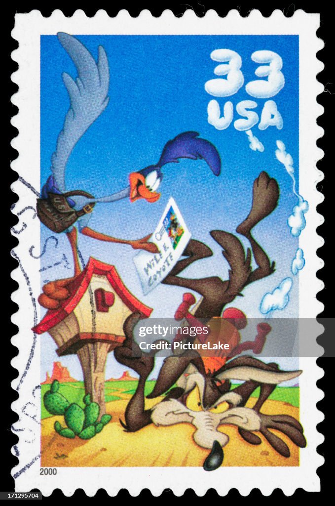 USA The Road Runner and Wile E. Coyote postage stamp