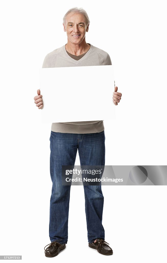 Man Holding a Blank Sign - Isolated