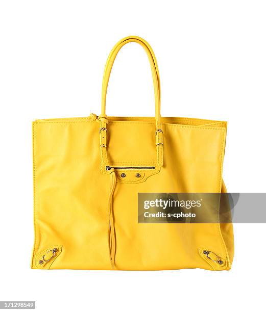 borsa clipping path (fare clic per ulteriori informazioni) - yellow purse foto e immagini stock