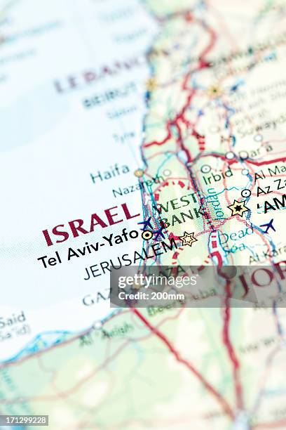 map of israel - palestinian territories stockfoto's en -beelden