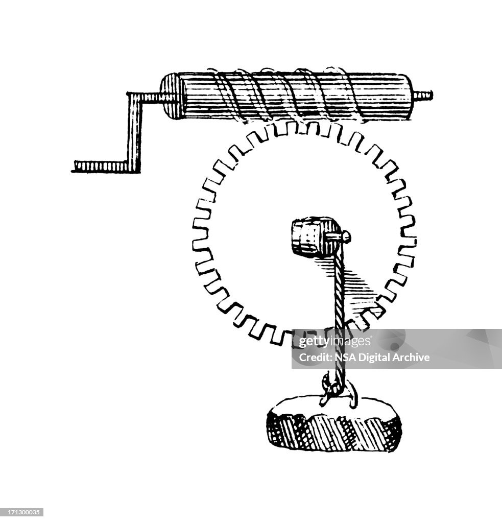 Archimedes'parafuso/antigo laboratório científico equipamento ilustrações