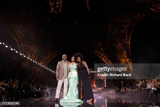 Julius Tennon, Genesis Tennon and Viola Davis walk the runway during "Le Défilé L'Oréal Paris - Walk Your Worth" Show as part of Paris Fashion Week...