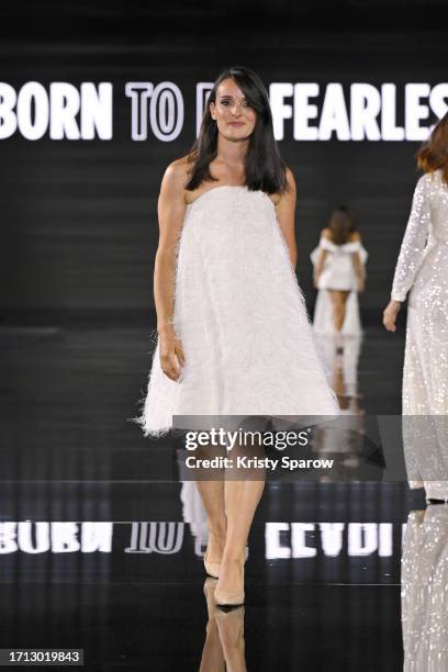 Marie Bochet walks the runway during "Le Défilé L'Oréal Paris - Walk Your Worth" Show as part of Paris Fashion Week at the Eiffel Tower on October...