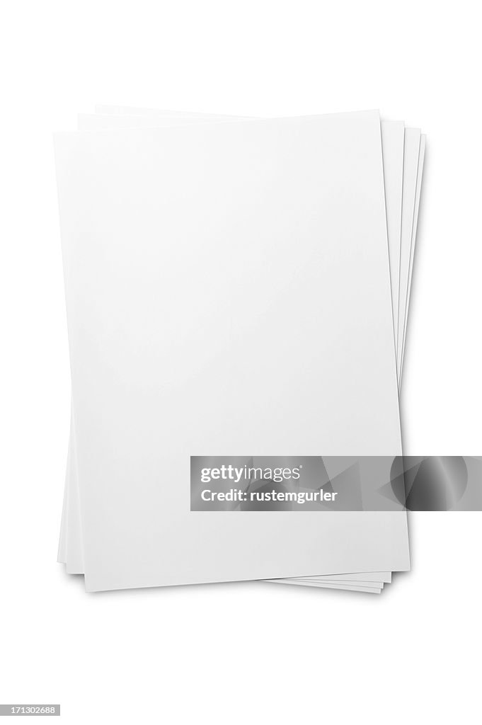 Blank paper sheet on white