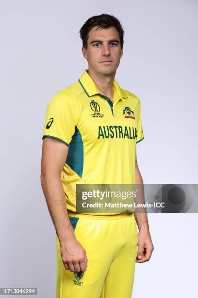 Pat Cummins of Australia poses for a portrait ahead of the ICC Men's Cricket World Cup India 2023 on October 02, 2023 in Hyderabad, India.
