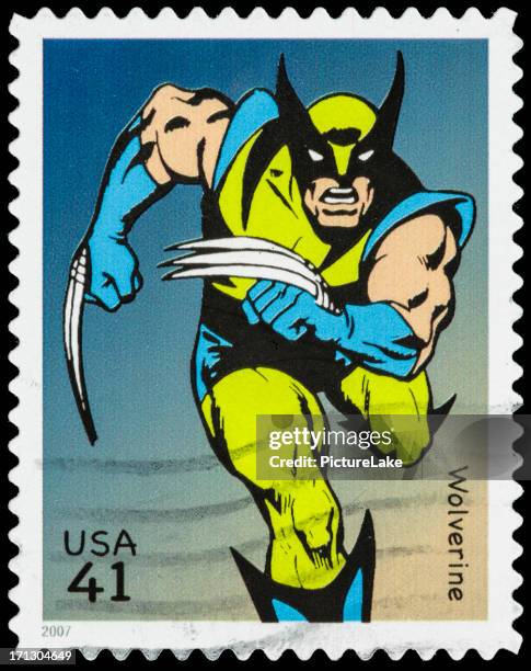 usa wolverine postage stamp - x men named work stockfoto's en -beelden