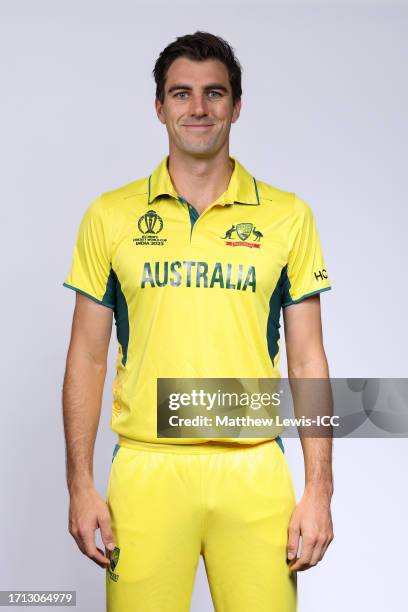 Pat Cummins of Australia poses for a portrait ahead of the ICC Men's Cricket World Cup India 2023 on October 02, 2023 in Hyderabad, India.