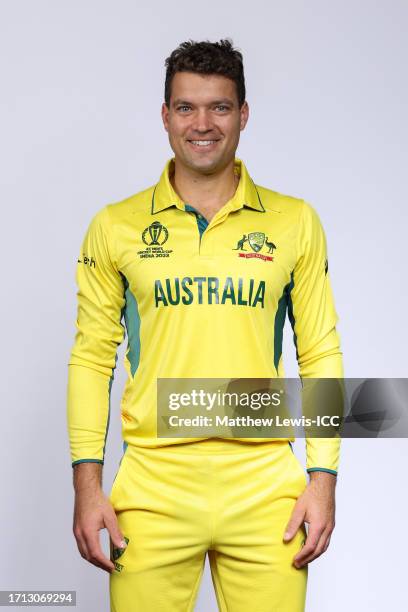 Alex Carey of Australia poses for a portrait ahead of the ICC Men's Cricket World Cup India 2023 on October 02, 2023 in Hyderabad, India.