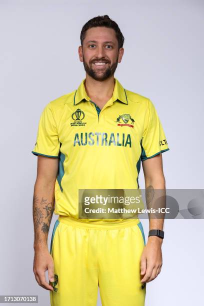 Matt Short of Australia poses for a portrait ahead of the ICC Men's Cricket World Cup India 2023 on October 02, 2023 in Hyderabad, India.