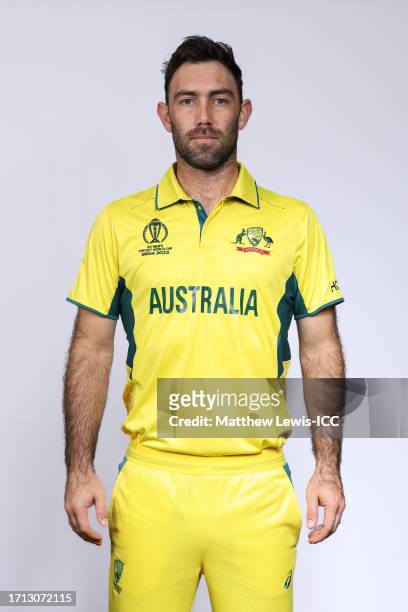 Glenn Maxwell of Australia poses for a portrait ahead of the ICC Men's Cricket World Cup India 2023 on October 02, 2023 in Hyderabad, India.