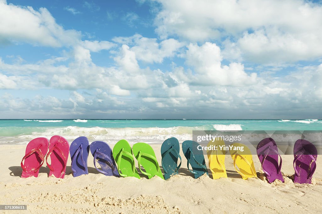 Flip-flops in Beach for Spring Break Party and Summer Vacation