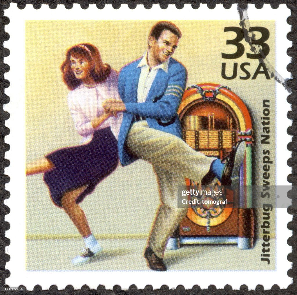 Nous Timbre-poste de Jitterbug danse en Couple