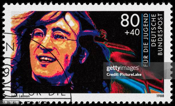 germany john lennon postage stamp - john lennon death stock pictures, royalty-free photos & images