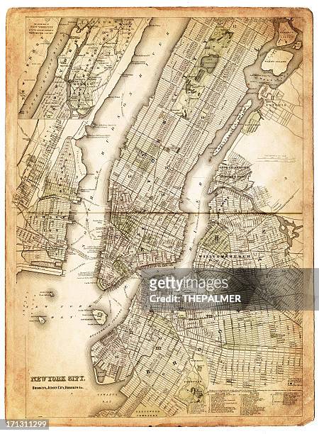 karte von new york city 1874 - brooklyn new york stock-grafiken, -clipart, -cartoons und -symbole