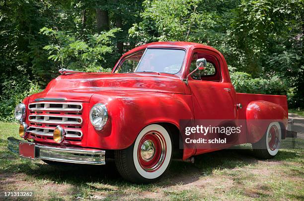 old red farm truck - old truck stock pictures, royalty-free photos & images