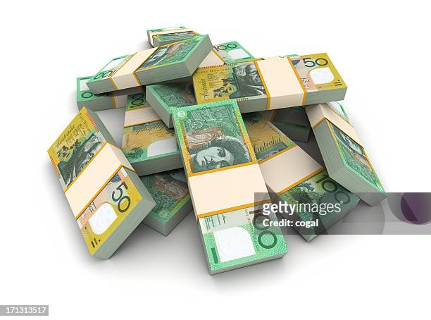 stack of australian dollars - australian money stock pictures, royalty-free photos & images