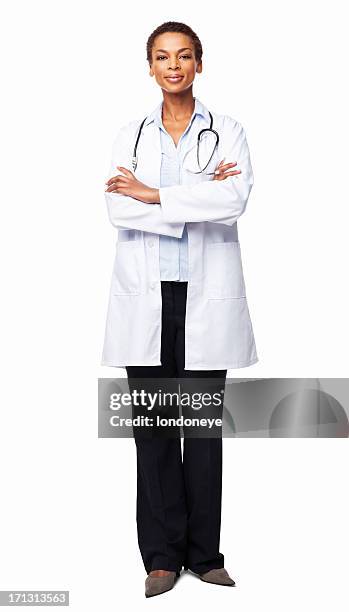 confident african american female doctor - isolated - female doctor stock pictures, royalty-free photos & images