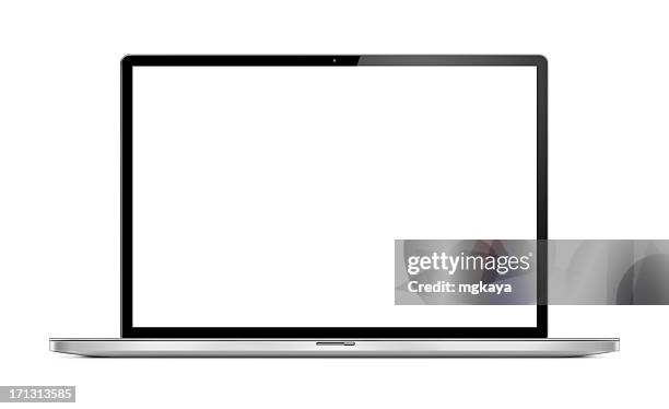 front view of modern laptop - onbeschreven stockfoto's en -beelden