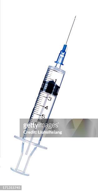 hypodermic needle isolated on white - syringe stock pictures, royalty-free photos & images