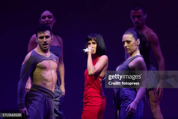 Spanish singer Aitana performs in concert at Ciudad de Las Artes y Las Ciencias on October 01, 2023 in Valencia, Spain.