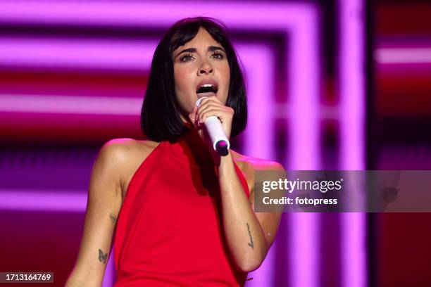 Spanish singer Aitana performs in concert at Ciudad de Las Artes y Las Ciencias on October 01, 2023 in Valencia, Spain.