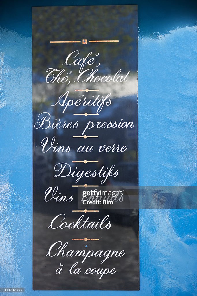 Menu du Restaurant à Paris