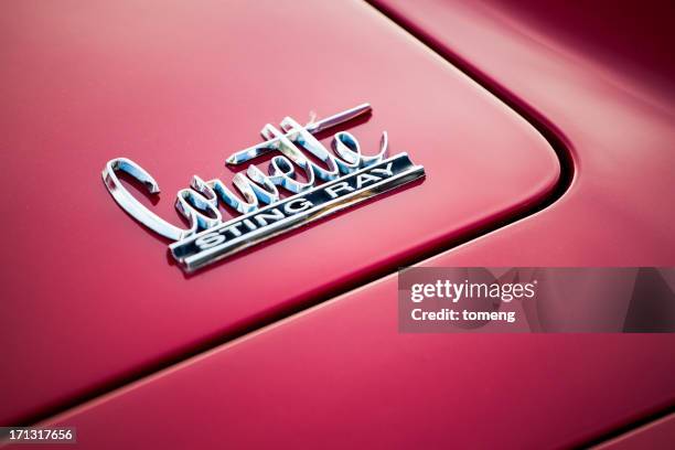 chevrolet corvette stingray emblem - chevrolet corvette bildbanksfoton och bilder