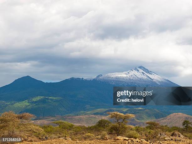 mountain range under cloudy sky at mt. menu. - mount meru stock pictures, royalty-free photos & images
