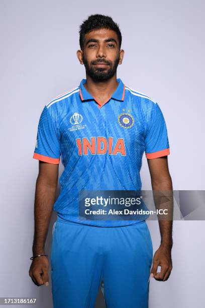 Jasprit Bumrah of India poses for a portrait ahead of the ICC Men's Cricket World Cup India 2023 on October 02, 2023 in Thiruvananthapuram, India.
