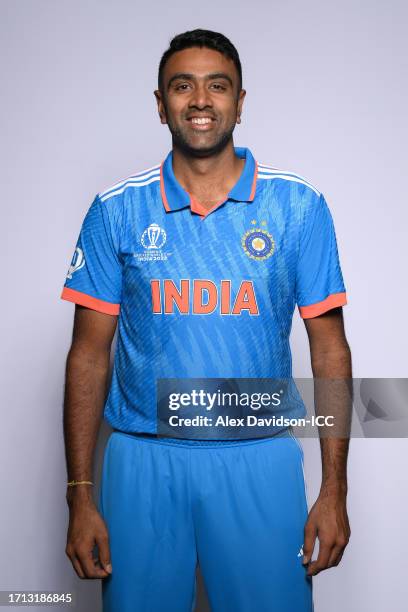 Ravichandran Ashwin of India poses for a portrait ahead of the ICC Men's Cricket World Cup India 2023 on October 02, 2023 in Thiruvananthapuram,...