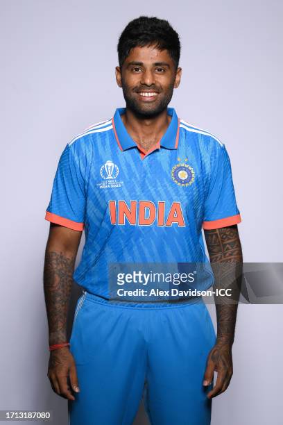 Surya Kumar Yadav of India poses for a portrait ahead of the ICC Men's Cricket World Cup India 2023 on October 02, 2023 in Thiruvananthapuram, India.