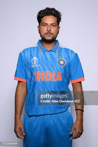Kuldeep Yadav of India poses for a portrait ahead of the ICC Men's Cricket World Cup India 2023 on October 02, 2023 in Thiruvananthapuram, India.