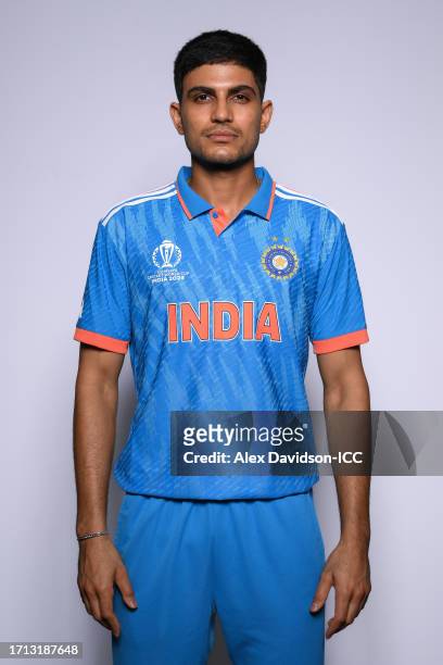 Shubman Gill of India poses for a portrait ahead of the ICC Men's Cricket World Cup India 2023 on October 02, 2023 in Thiruvananthapuram, India.